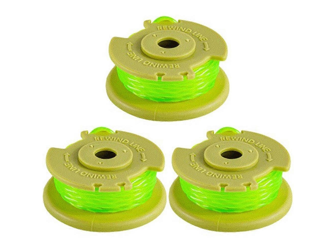 Conjunto de 3 bobinas de reposição Fio para aparador Ryobi Grama, modelo AC80RL3.