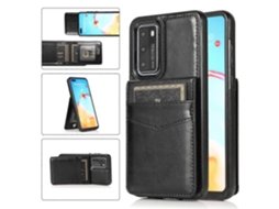 Capa Protetora De Pc Tpu De Cor Sólida Com Suporte E Compartimentos Para Cartões Para Huawei P40