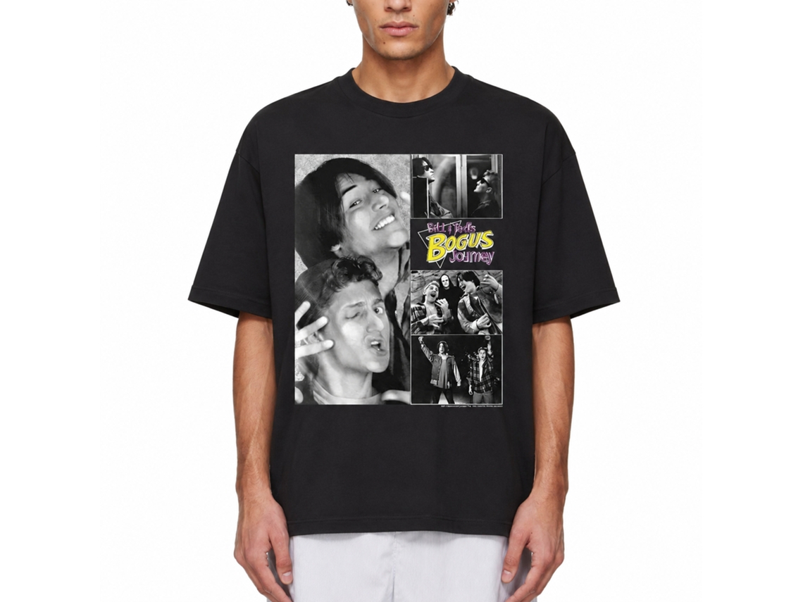 Rockinstone Bill And Ted Collage Black Adult T-shirt Size:l