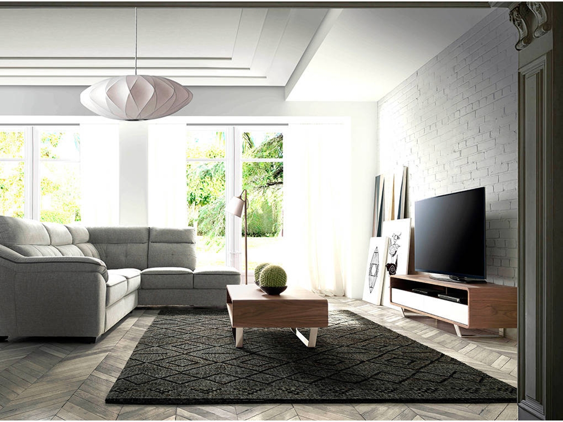 Móvel de TV ANGEL CERDÁ 3046 (Nogueira, Aço Inoxidável Cromado, Branco - 150 x 40 x 40 cm)