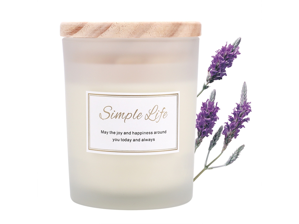 Vela Perfumada Portátil Cera Soja Vidro Lavanda Presente