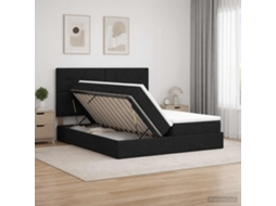 Vidaxl Cama De Armazenamento Led Com Colchão Preto 180 X 200 Cm Tecido