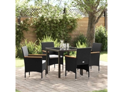 Vidaxl Conjunto De Jantar Para Jardim 5 Unid. Preto Vime Pe
