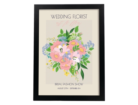 Póster NACNIC com Ilustração de Flores de Casamento 01