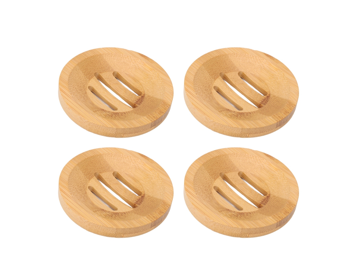 4 Peças De Suporte De Sabonete De Bambu Drenável Para Banheiro E Cozinha