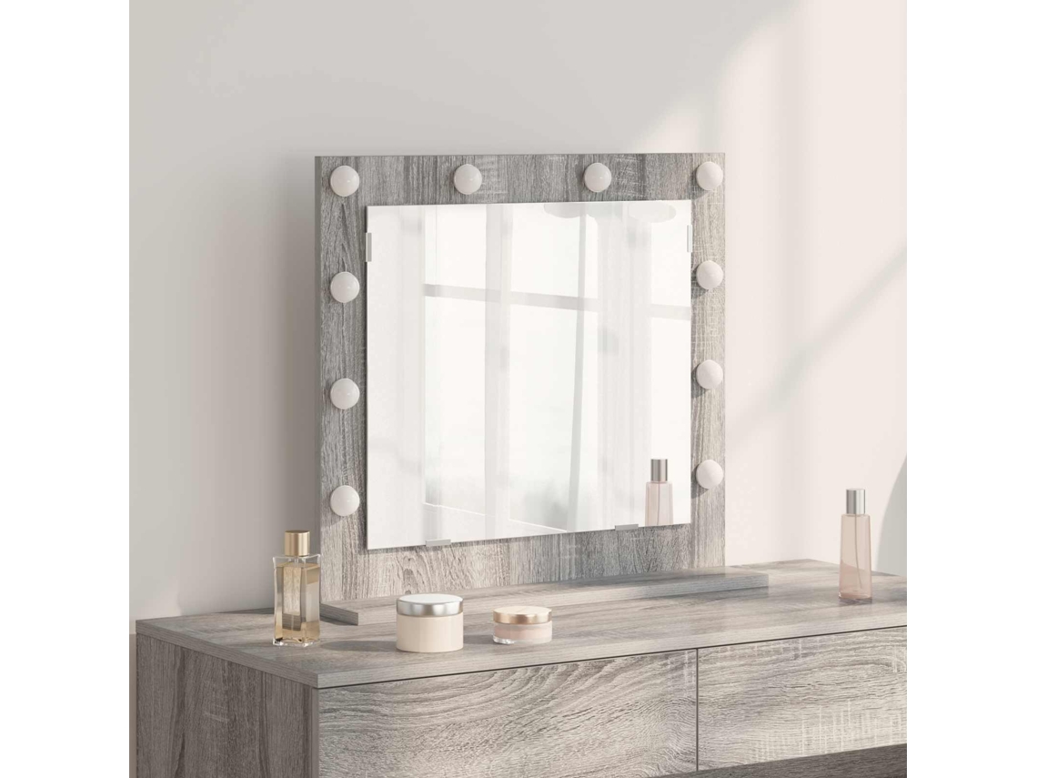 Vidaxl Espelho De Vaidade Cinza Sonoma 60 X 55 X 18 Cm Retangular
