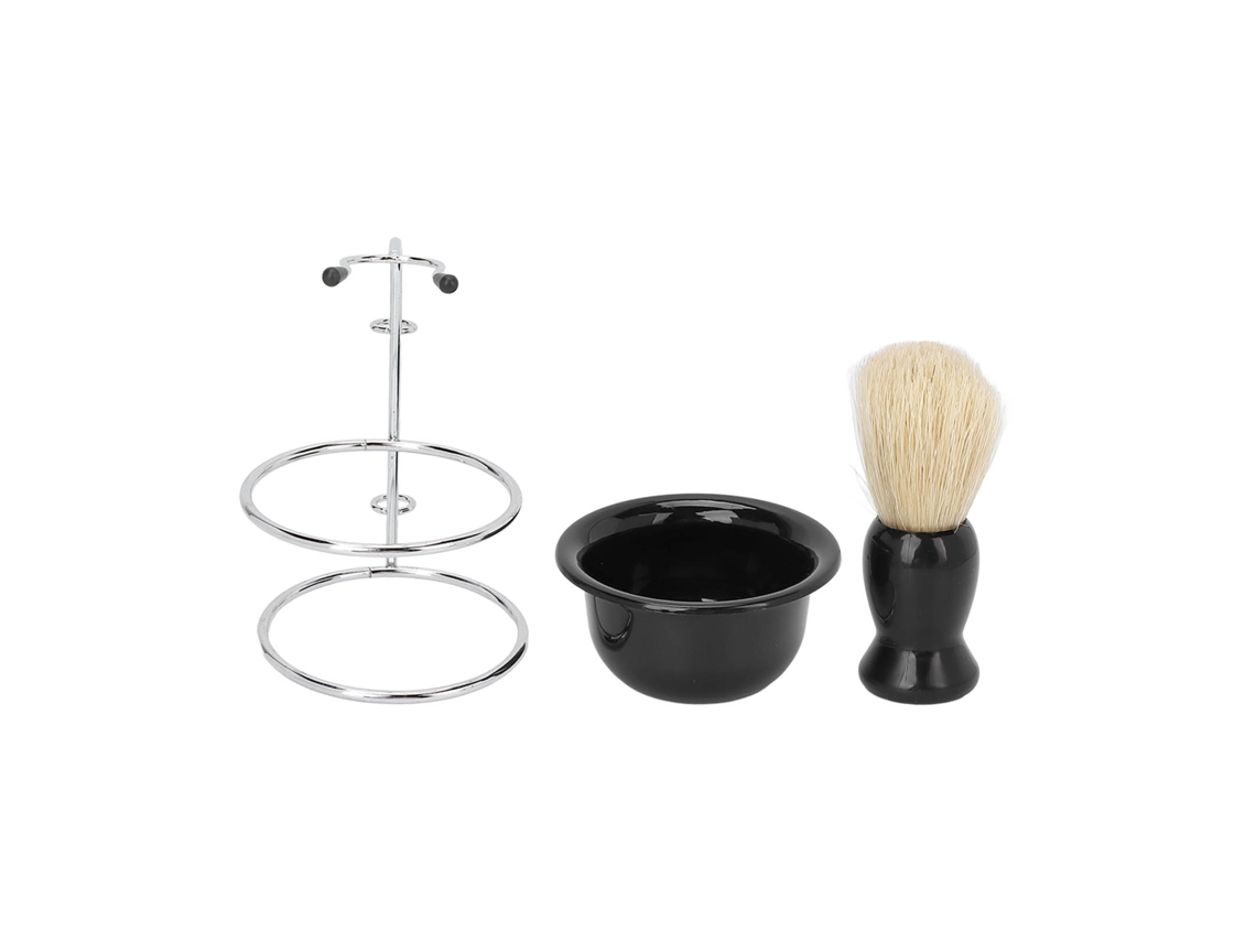 Conjunto de pincéis de barbear profissionais para homens, 3 peças, com copo e suporte.