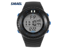 Reloj Deportivo Digital Smael Con Luz Led Y Fondo Iluminado Redondo Azul