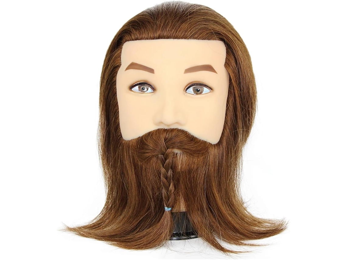 Cabeça de Manequim SFUSHOS masculino, cabelo humano, com barba