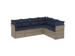 Conjunto de Sofá de Jardim, 6 Peças, Almofadas, Rattan Cinza MAISON EXCLUSIVE