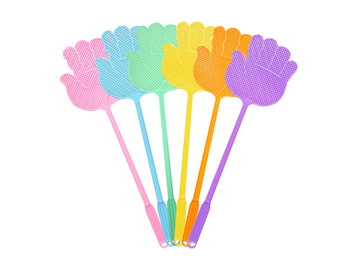 6pcs Vassoura De Mosca Plástica Com Cabeça Longa Multicolorida