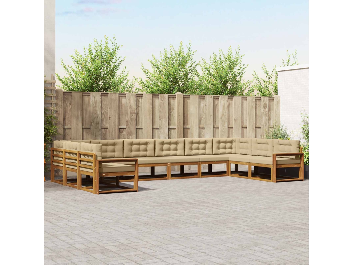 Vidaxl Conjunto De Sofás Para Exterior 10 Unid. Natural E Bege