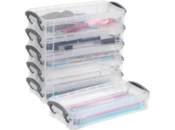 Conjunto de 6 Estojos Transparentes Empilháveis​​ para Lápis, Caixa Organizadora para Materiais de Escritório, Pincéis e Canetas BRILVIBERA