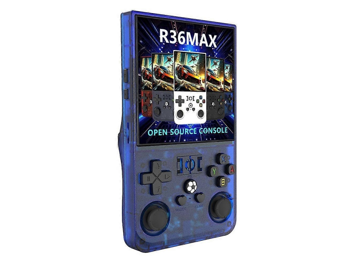 Console De Videogame Portátil R36 Max 64 Gb De 4 Polegadas, Máquina De Fliperama Retrô Transparente, Azul Ly Ebike