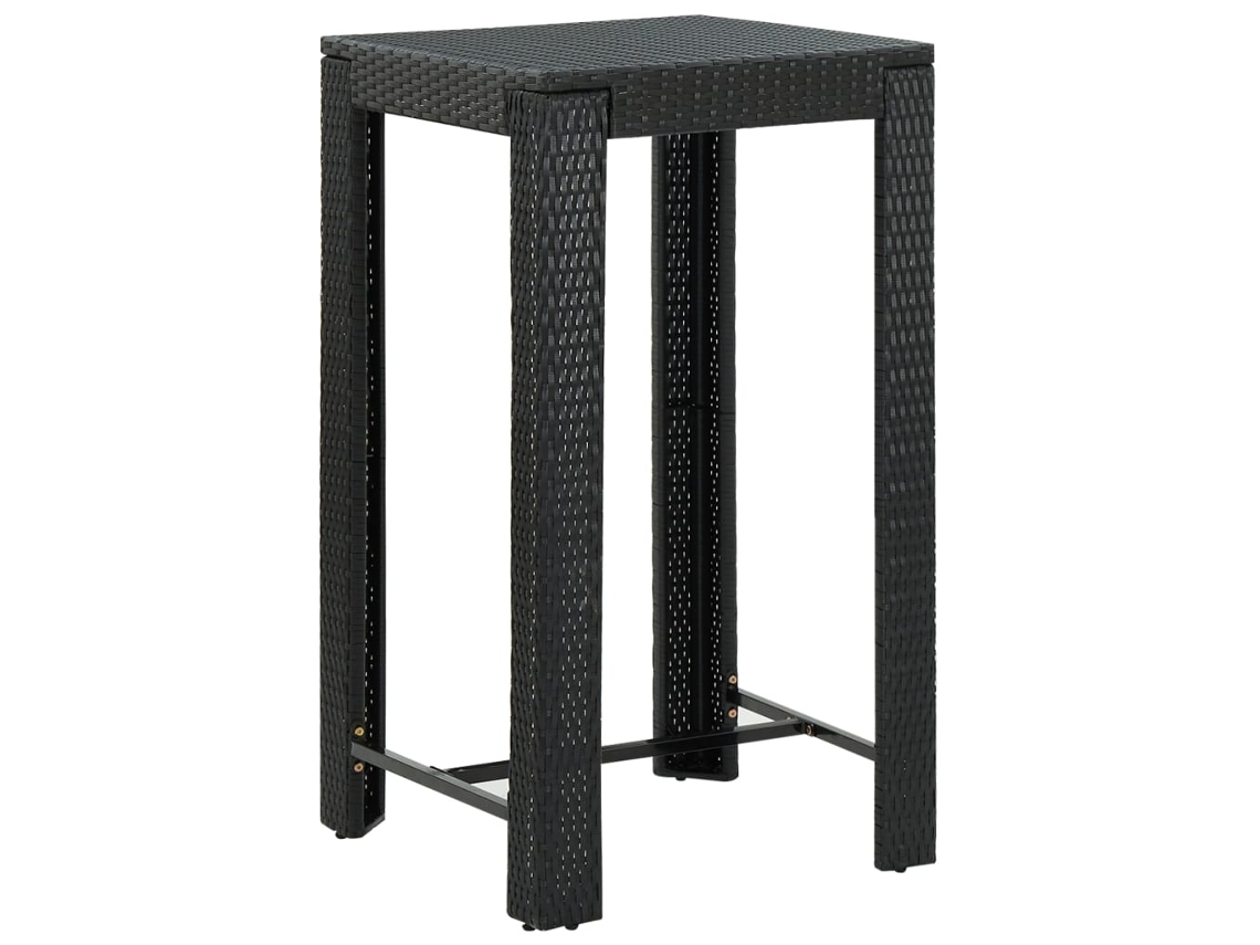 Vidaxl Mesa De Bar Para Jardim 60,5x60,5x110,5 Cm Vime Pe Preto