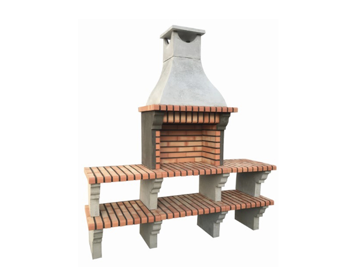 Churrasqueira ARTICIMENTOS Bbq Petra - com 4 Bancadas Produzida Em Tijolo e Cimento Refratário - 206x57x240cm