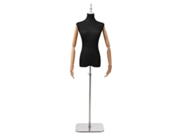 Vidaxl Mannequin Ajustável De 165-213 Cm Com Base Feminino Pp Preto