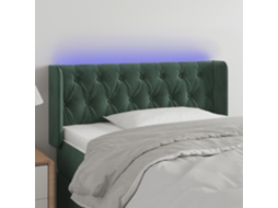 Cama com Cabeceira Luzes Led PANGSHIYUAN Madeira Veludo Verde (103x16x78)