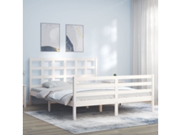 Estrutura De Cama King Size Com Cabeceira Madeira Maciça Branco