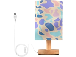 Luminária De Cabeceira Led Para Quarto, Luminária De Leitura Com Cúpula Tecido, Base De Madeira E Porta Usb Para