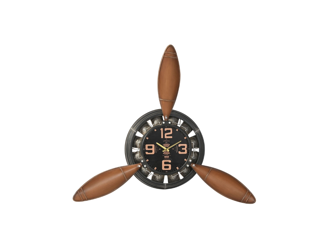 Relógio De Parede Home Esprit Castanho Preto Metal Hélices Vintage 118 X 24 X 134 Cm
