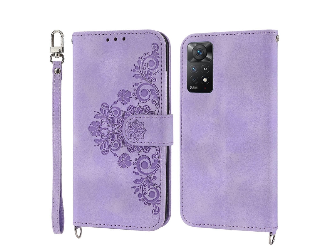 Capa Carteira Em Couro Sintético Com Textura Floral Para Xiaomi Redmi K60/k60 Pro