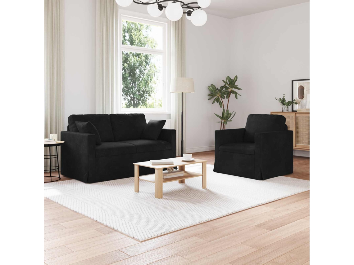 Vidaxl Conjunto De Sofás 2 Unid. Preto Veludo
