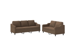 Conjunto de Sofás MAISON EXCLUSIVE (2 peças, castanho) tecido