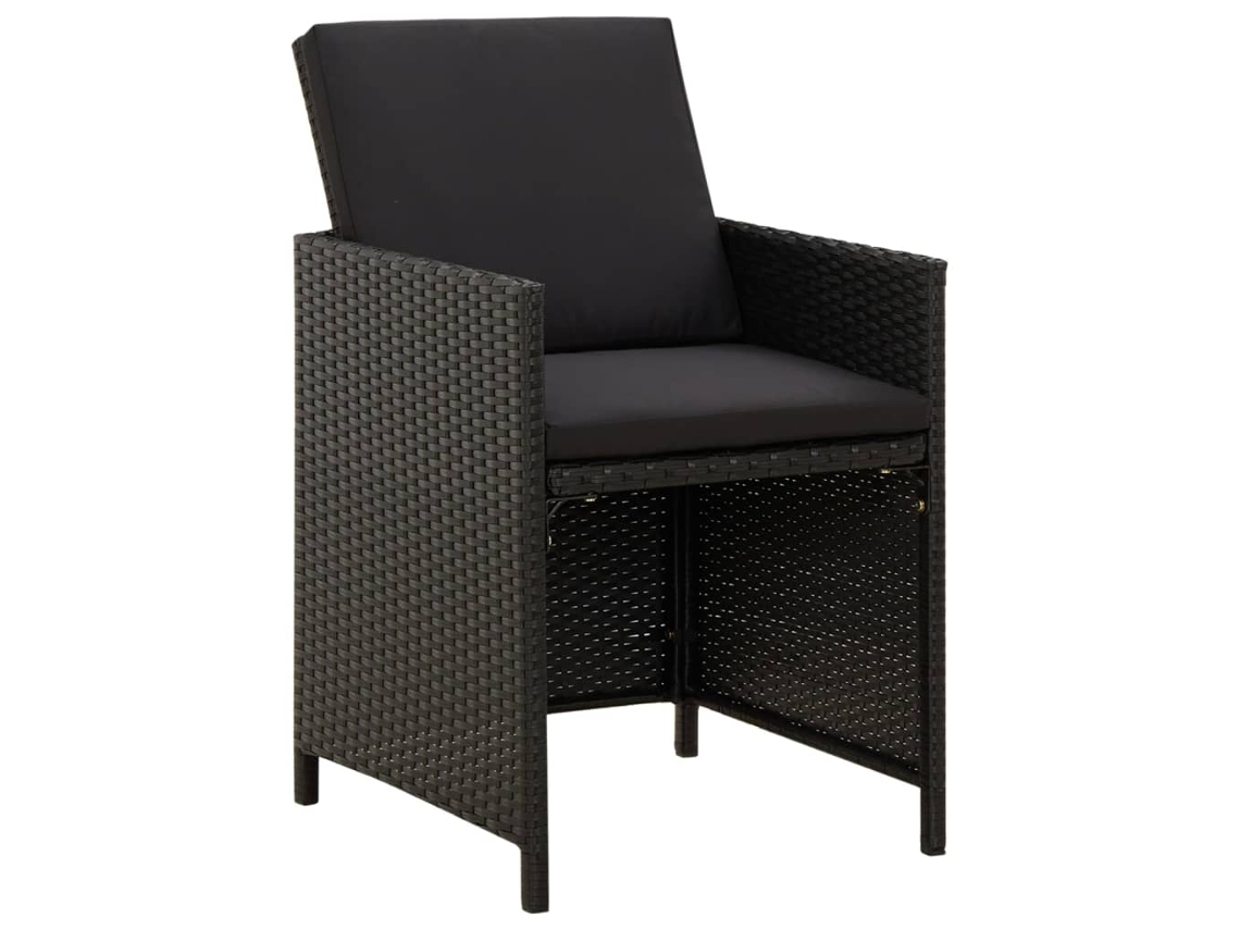 Maison Exclusive - Cadeiras De Jardim Com Almofadões 4 Pcs Vime Pe Preto