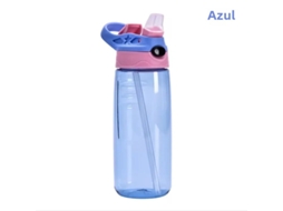 Garrafa de Água Infantil de 500ml com Tampa e Canudo, Livre de Bpa. MDUG (azul)