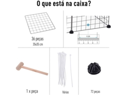 Parque para Coelhos PAWHUT 36 Painéis (Preto - 146x73x73cm - ABS)