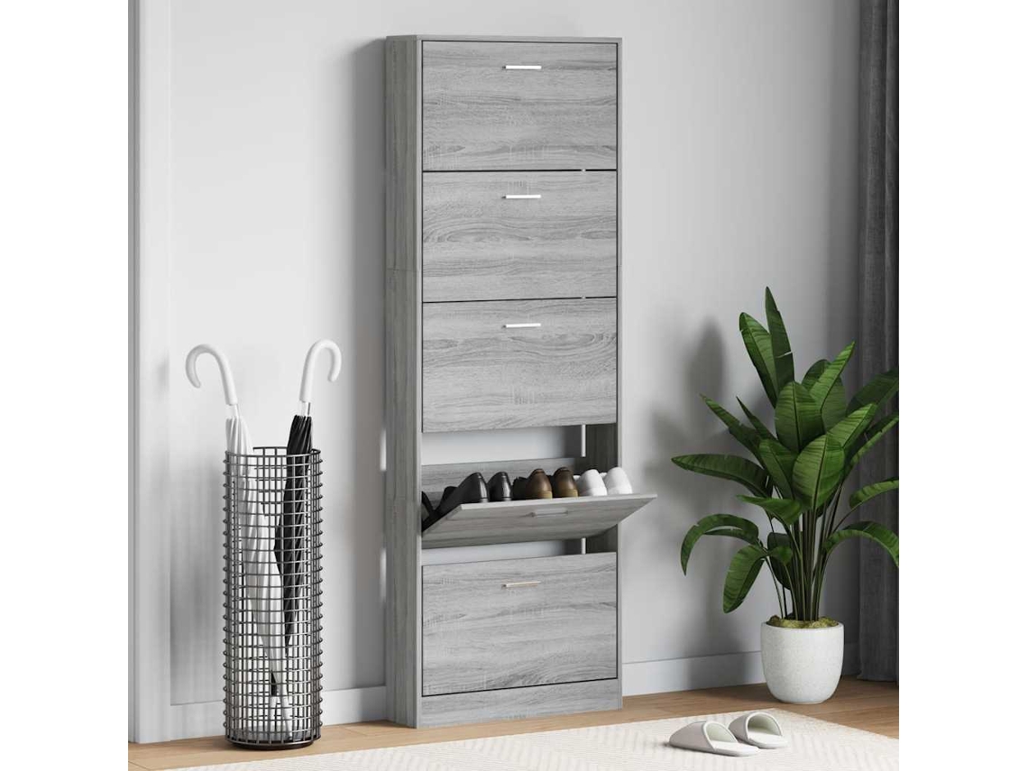Vidaxl Sapateira 59x17x169 Cm Derivados De Madeira Sonoma Cinza