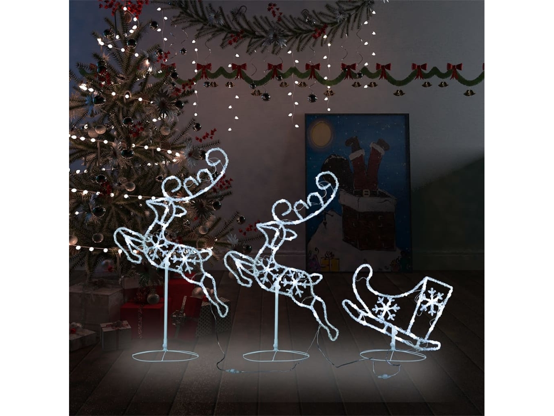 Vidaxl Rena Voadora/trenó De Natal 260x21x87cm Acrílico Branco Frio