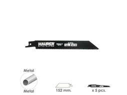 Lâmina de Serra Sabre de Metal 152 mm - 18 Tpi Tipo Bosch (5 Peças) MAURER