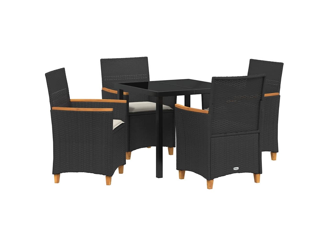 Maison Exclusive - Conjunto De Jantar Para Jardim 5 Pcs Preto Vime Pe
