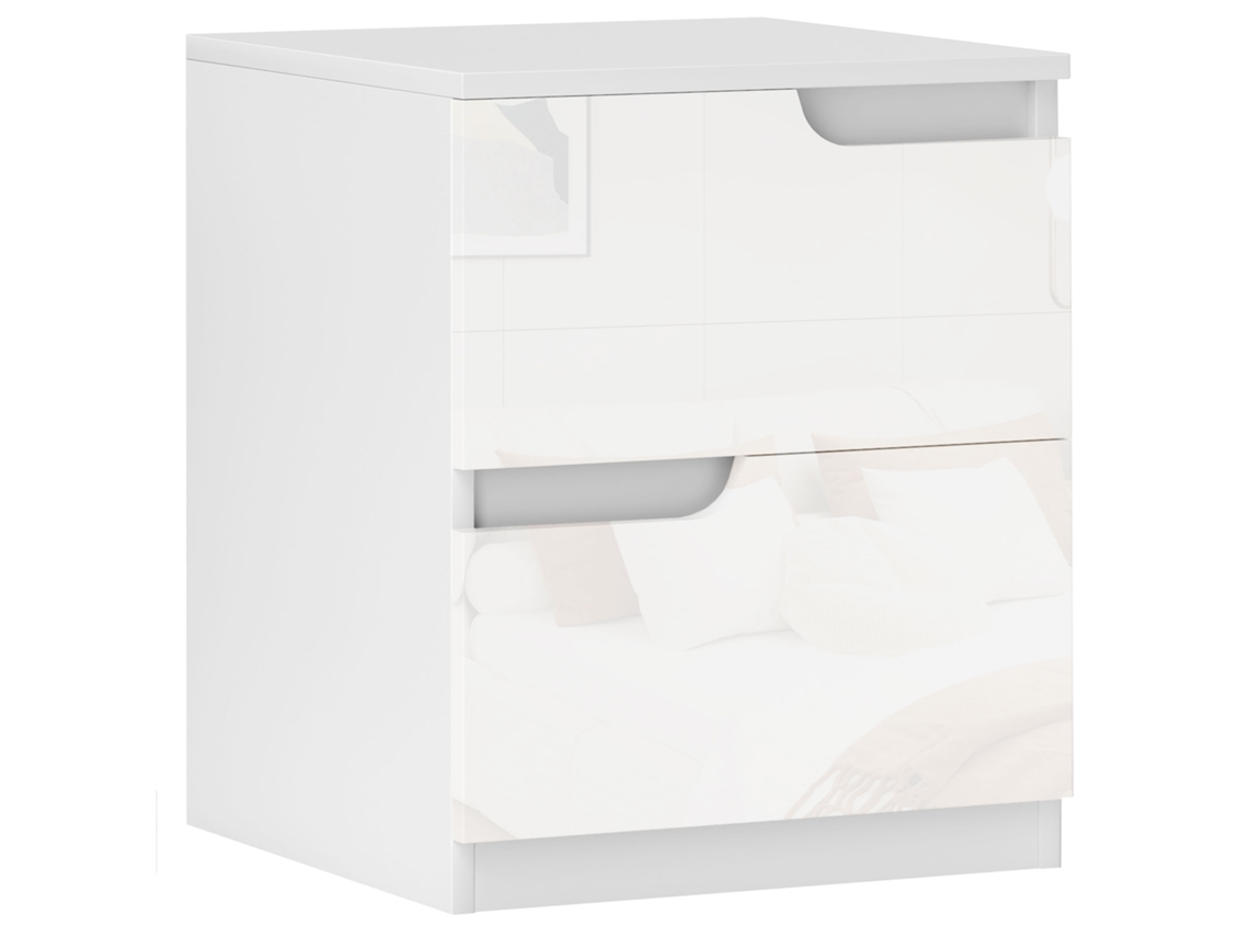 Mesa Cabeceira Moderna Gavetas Branco Dormitório