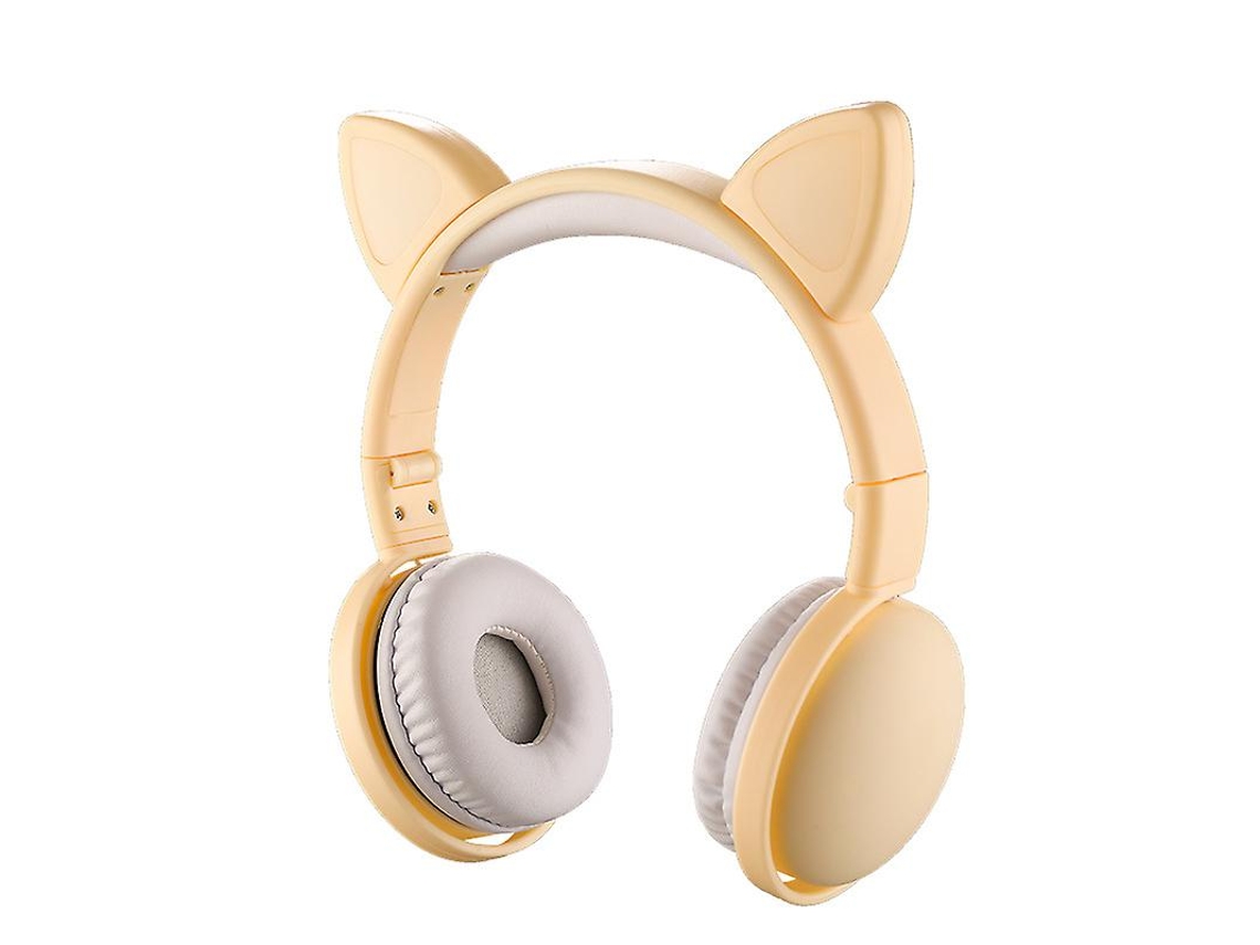 Auscultadores Bluetooth Cat Ear Led Glowing Cream Color