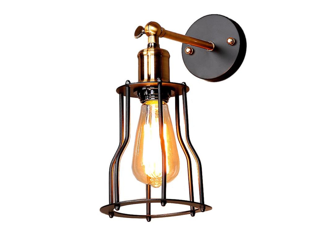 1pcs Lâmpada De Parede Industrial Com Gaiola De Arame