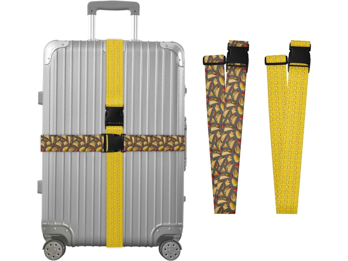 Conjunto De 2 Cintas Bagagem Com Estampa Taco Mexicano, Frango, Legumes E Pintinho Amarelo Cintas De Embalagem