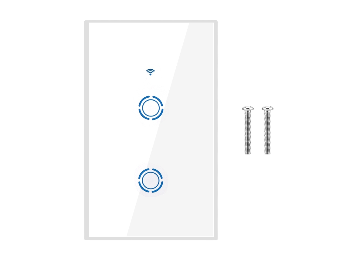 Interruptor De Toque Wifi Padrão Eua, Círculos Duplos Azul E Branco, Compatível Com Comando De Voz Alexa E Google E Toque Inteligente
