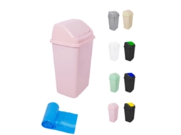 Cubo De Basura Con Tapadera Basculante - 15l / 25l / 30l / 50l - Papelera Ideal Para Cocina, Baño Y Oficina Rosa 30 L + Bolsas