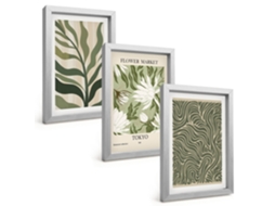 Composição De Quadros Decorações Com Padrões De Plantas Boho Espelharte (3 Peças 20x30 Cm)