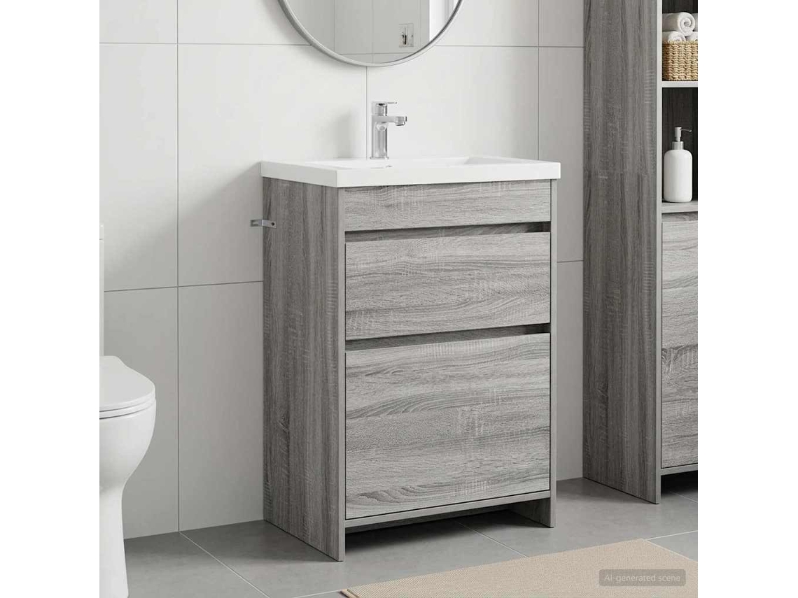 Vidaxl Armário De Banheiro Sob A Pia Sonoma Cinzento 56 X 37,5 X 81 Cm