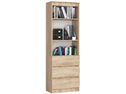 Estante Moderna Com 3 Gavetas E 2 Portas - Carvalho Sonoma, 60 Cm (reg-son)