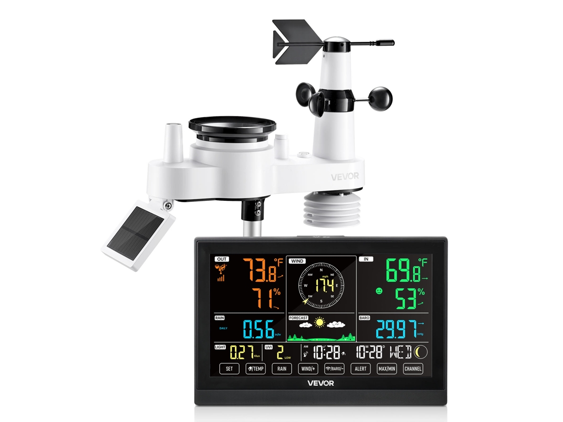 Estação meteorológica sem fio Vevor 7 em 1 com tela widescreen de 190,5 mm
