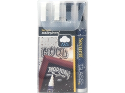 Conjunto 4 Marcadores de Giz SECURIT Medium 2-6mm  Sortido Branco e Preto