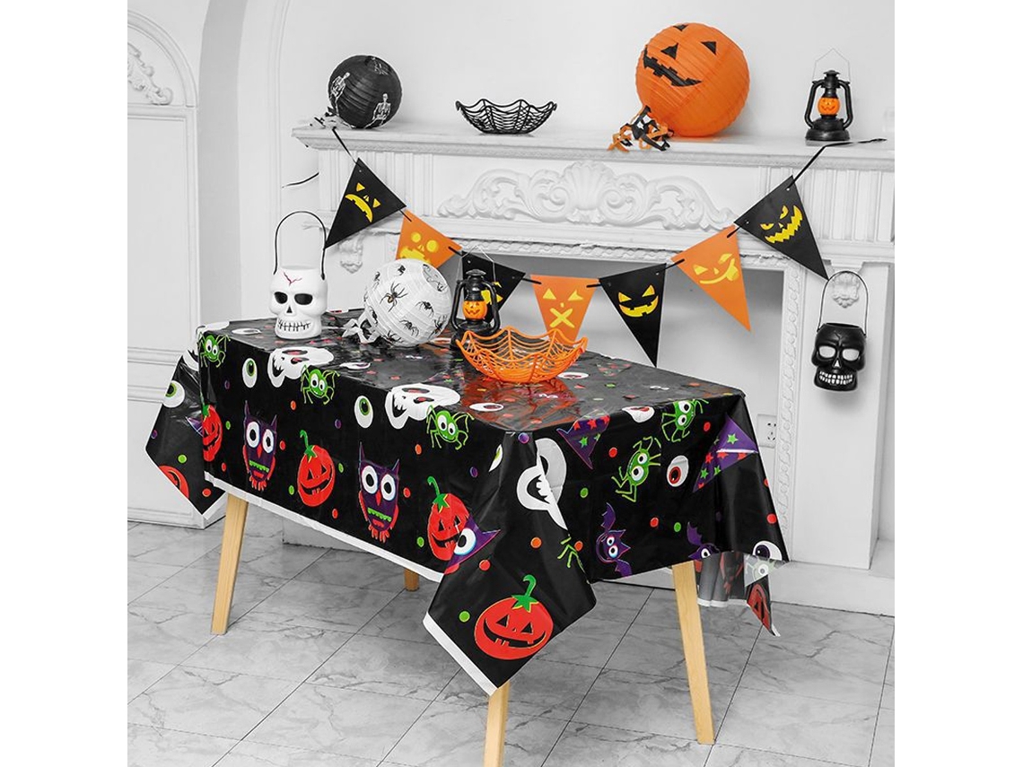 Toalhas de Mesa Halloween 3 Pcs Pretas para Festa 54X108 Coberturas Plásticas Descartáveis para Festa em Casa RNEMITERY