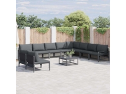 Vidaxl Conjunto De Sofá De Jardim 10 Unid. Preto Aço