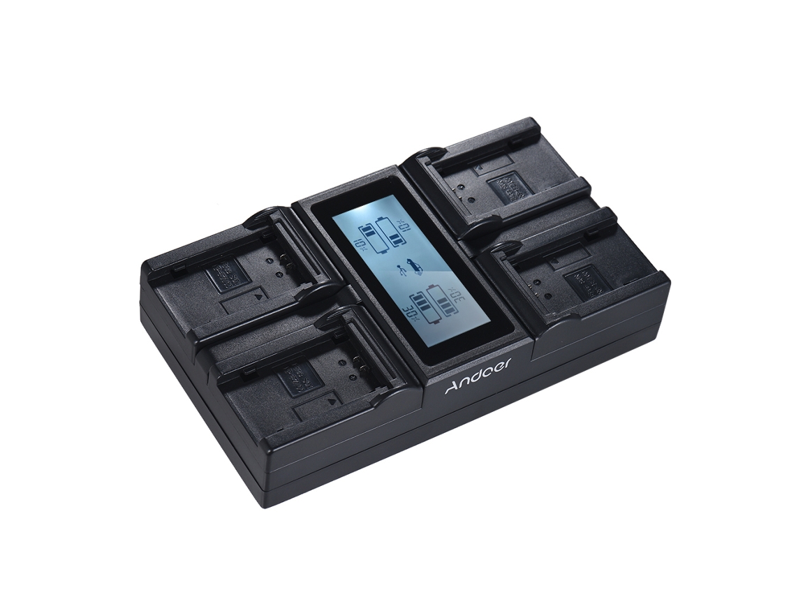 Cargador De Baterías Np-fz100 De 4 Canales Para Sony A7iii A9 A7riii A7siii Con Lcd Digital - Andoer