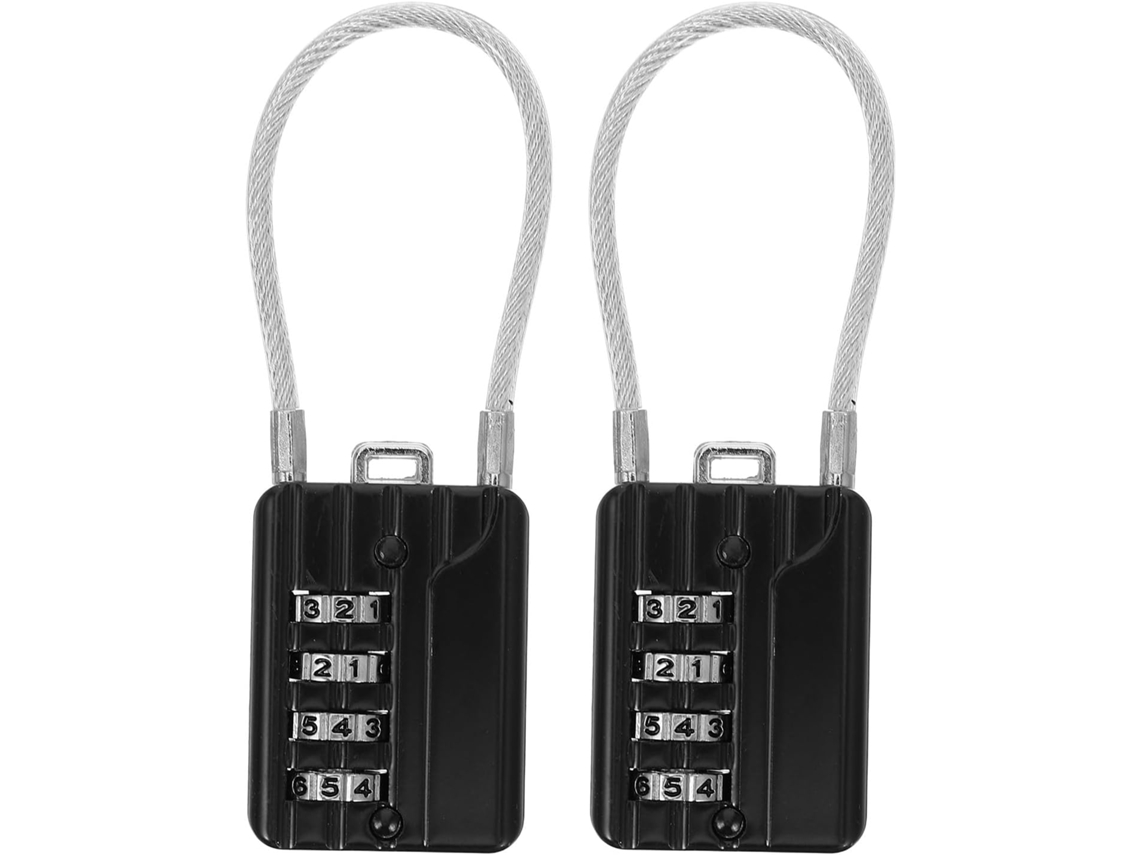 Conjunto De 2 Cadeados Healeved Com Combinação 4 Dígitos, Cadeados De Cabo Reconfiguráveis Para Malas, Bagagens